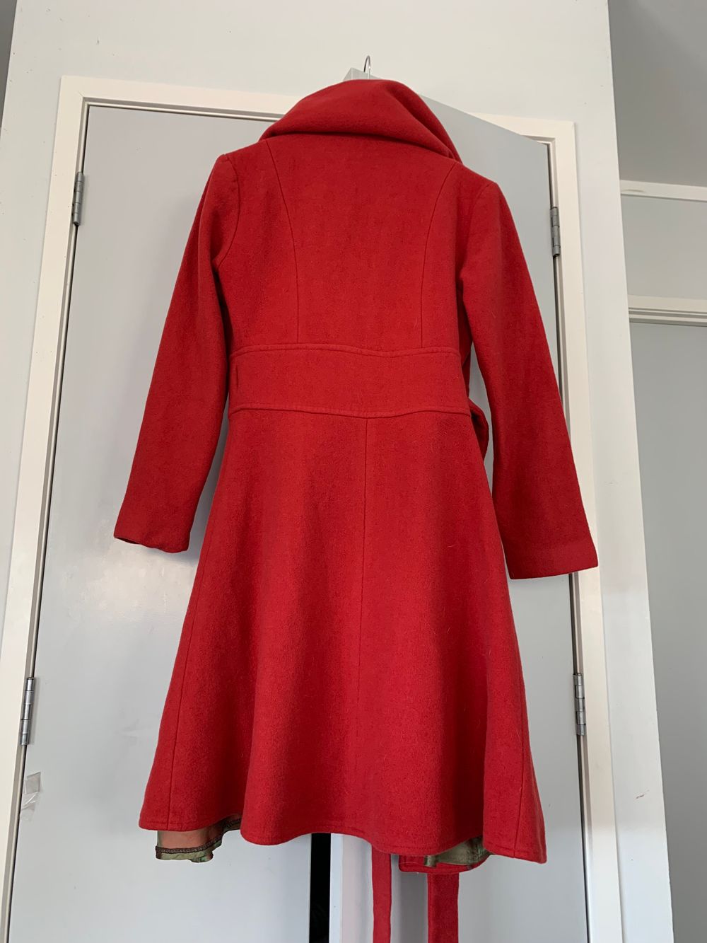 Vintage Wool 100% red Coat wrap shawl neck size 8 made in UK image 3