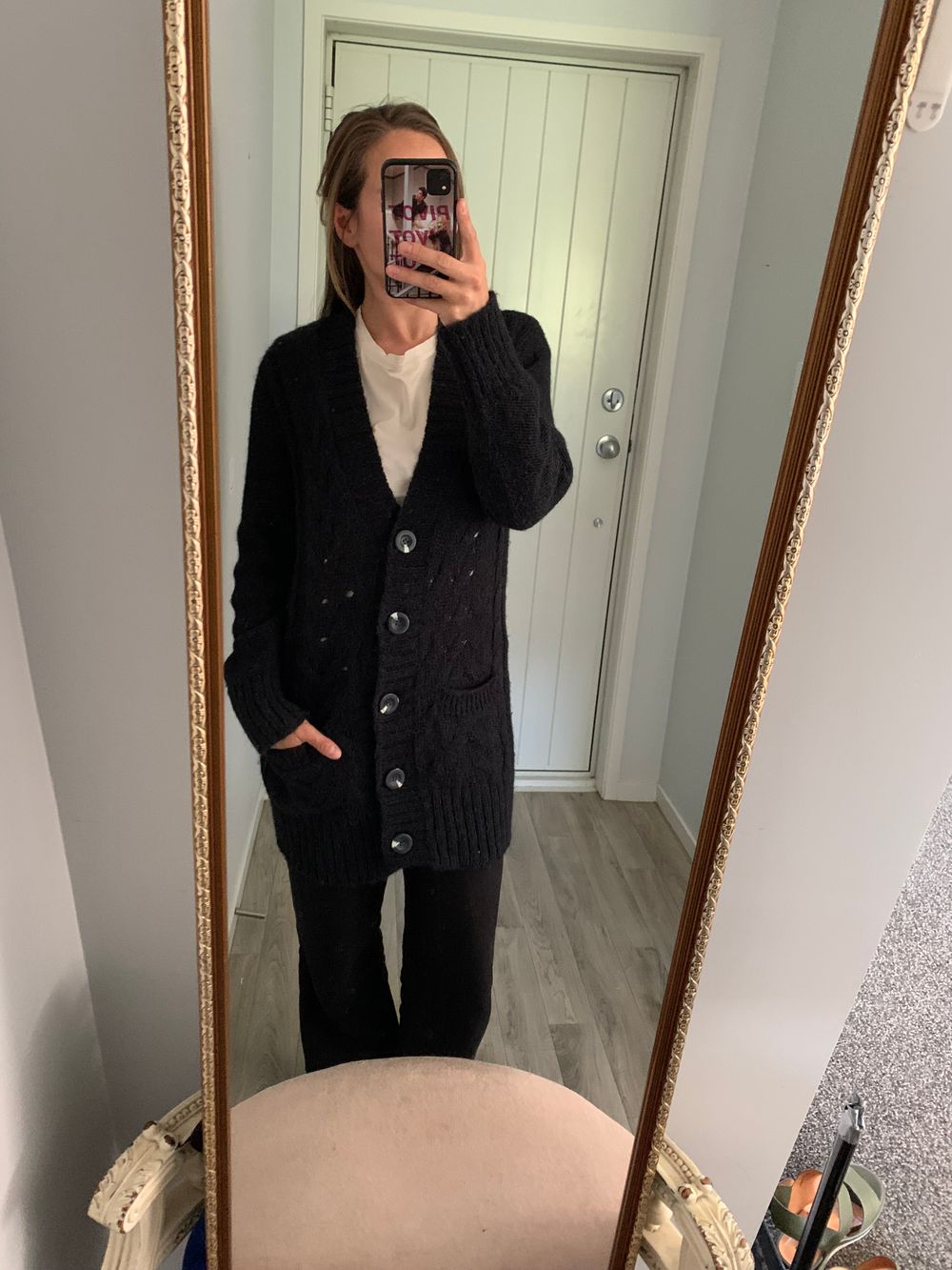 Sussan Alpaca wool Black Chunky Knit Cardigan cable knit cosy winter layering capsule timeless