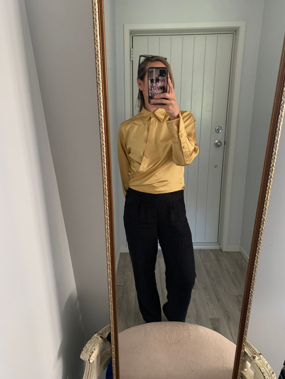 Dana Buchman Silk 100% Gold Wrap Shirt blouse size 8