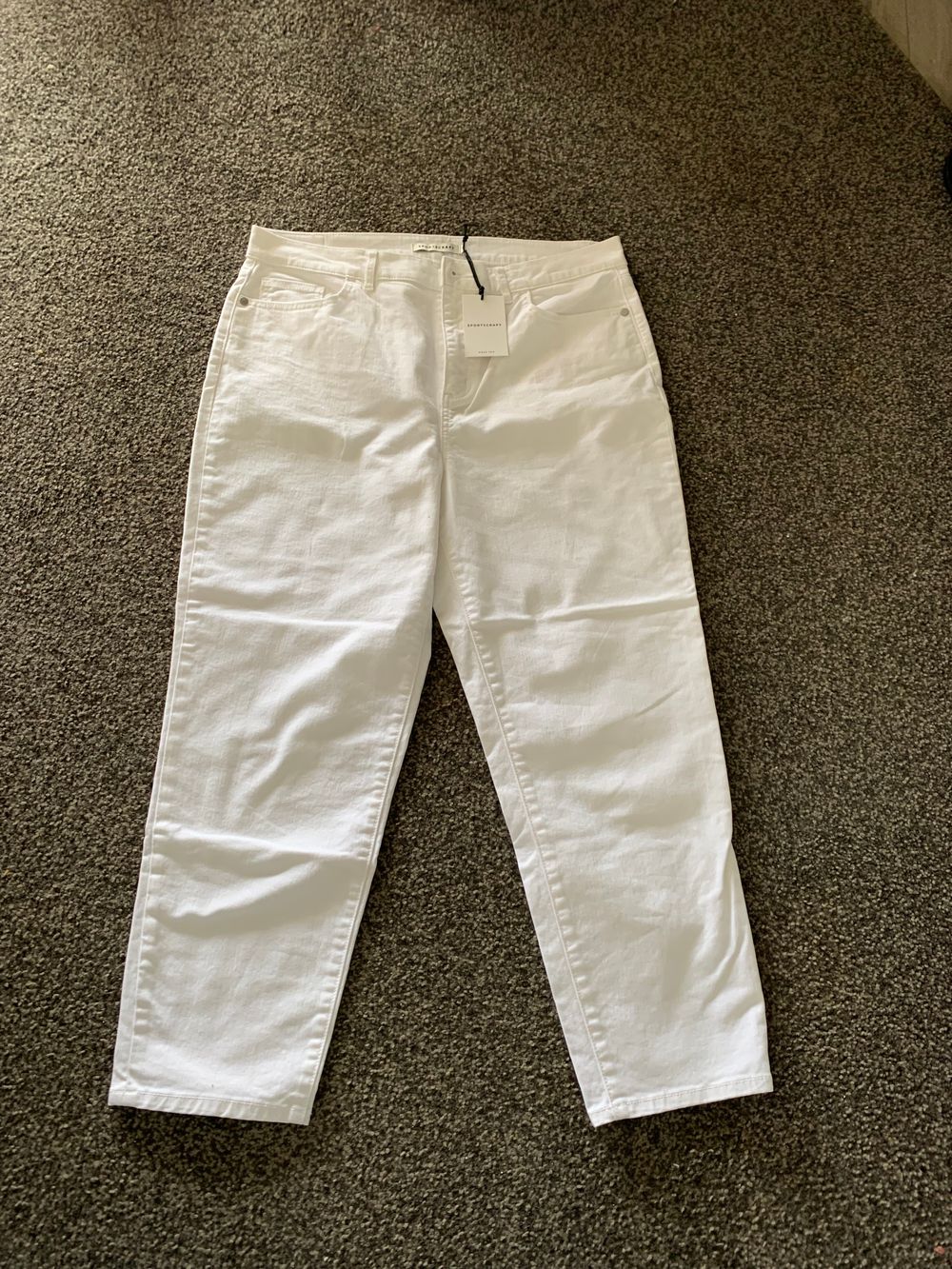 Sportscraft White Straight Leg Reese denim Jeans size 14 cotton stretch NEW
