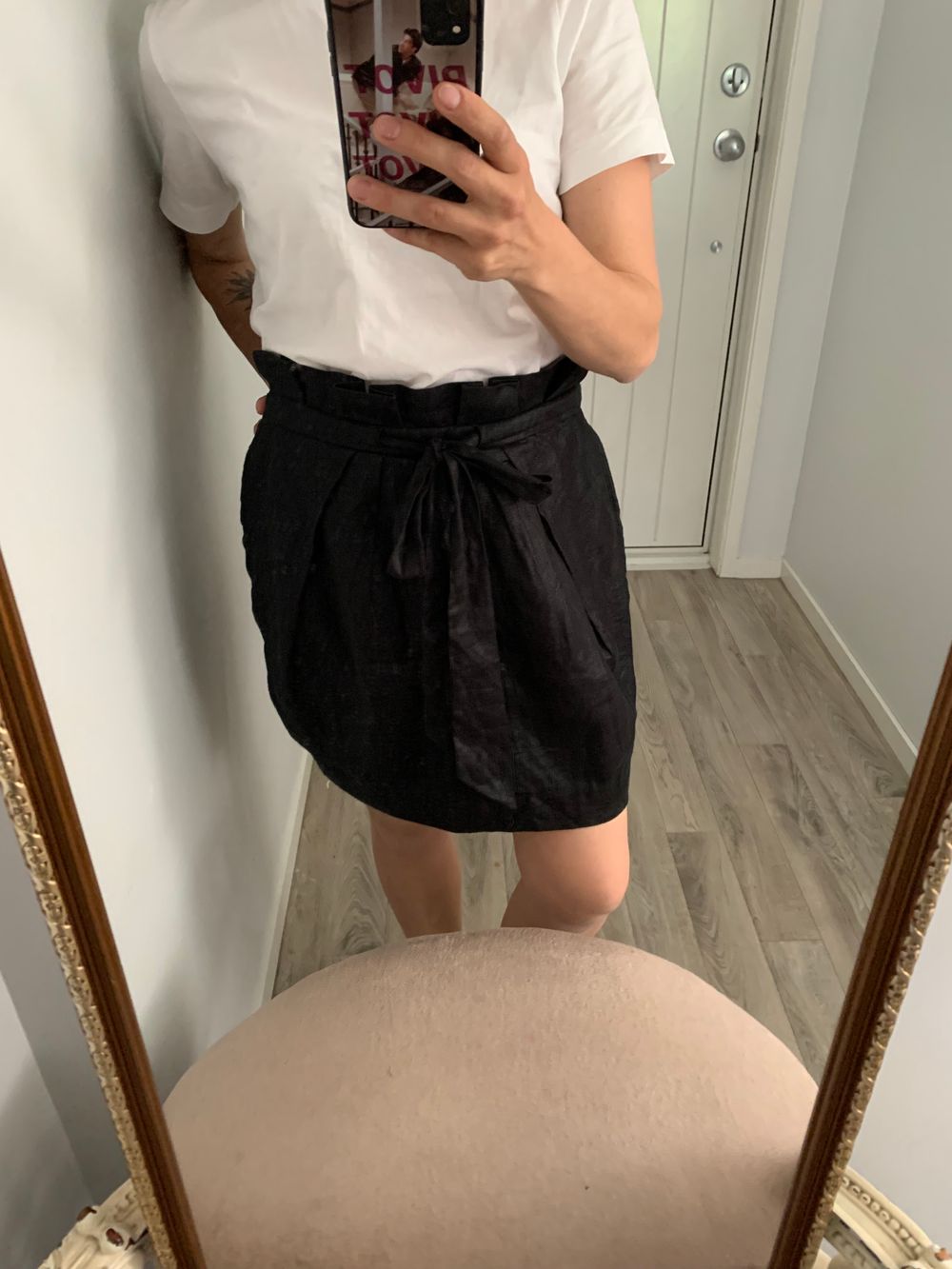 Ted Baker linen paper bag Black Mini Skirt size 10/ M image 3