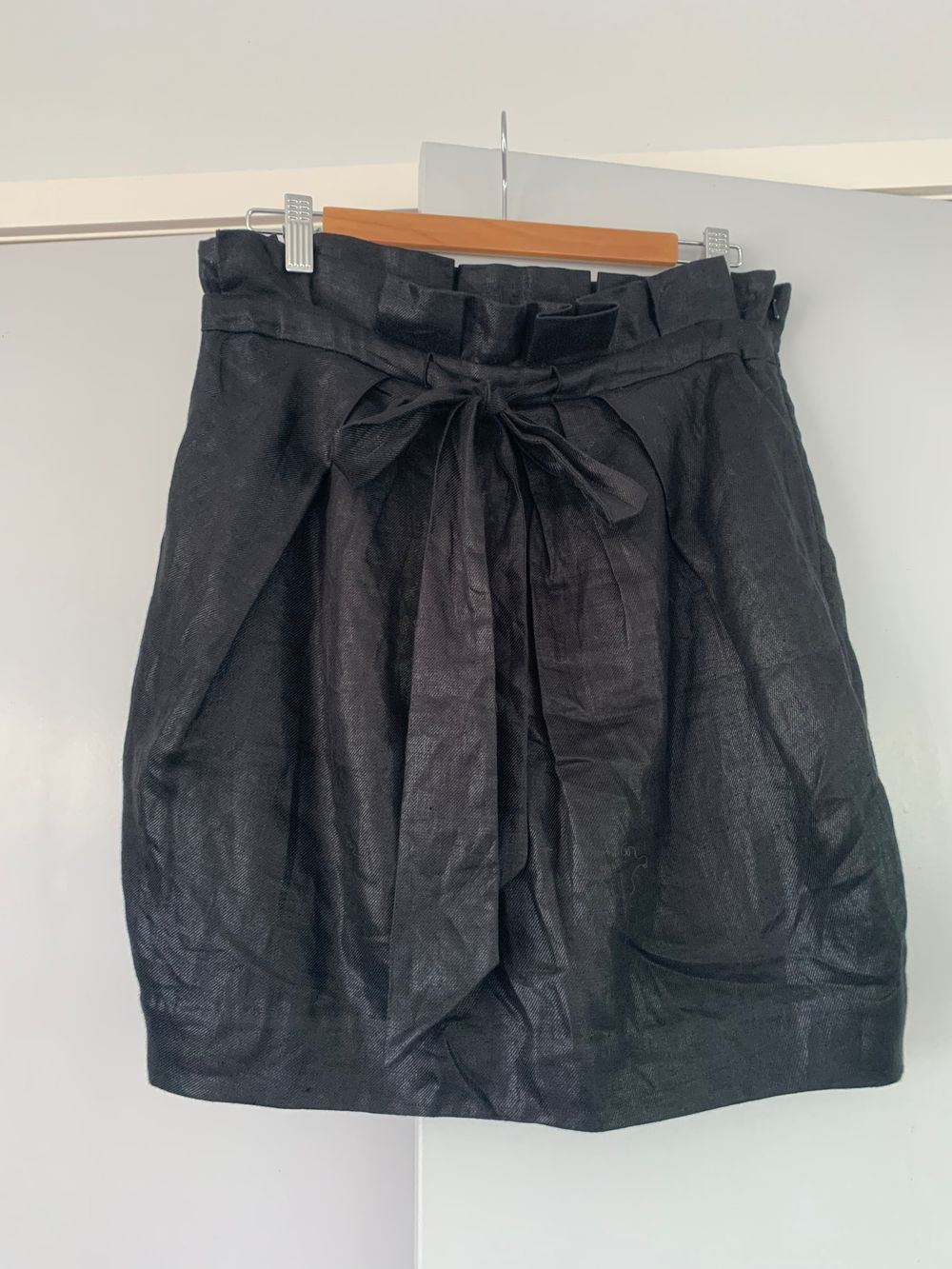 Ted Baker linen paper bag Black Mini Skirt size 10/ M image 4