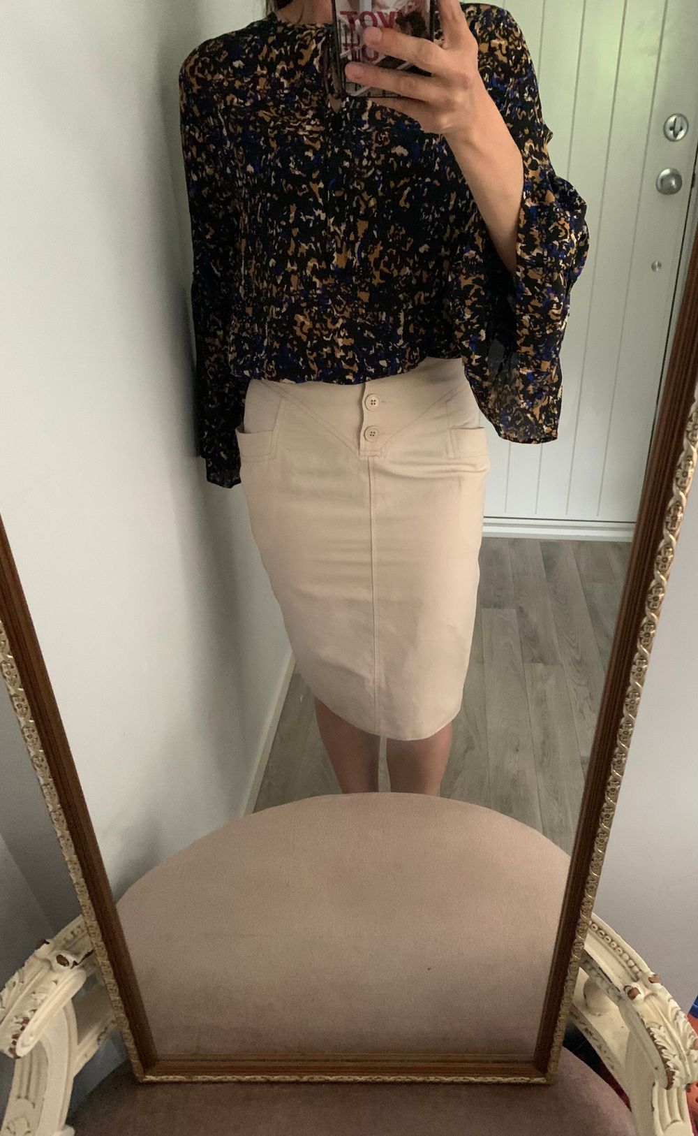 Karen Walker Cotton linen Pencil skirt  classic Beige Size 6 summer