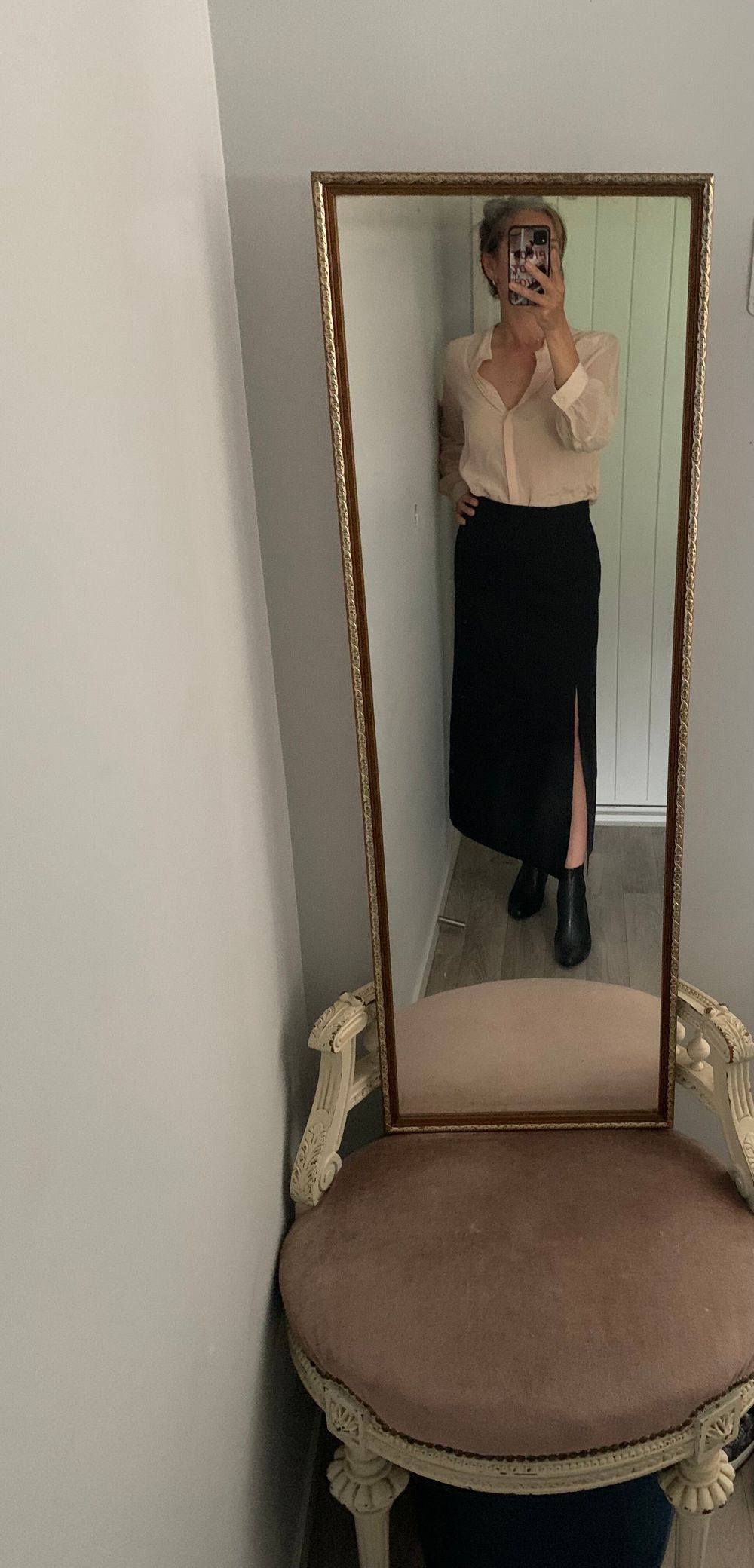 COS 100% wool midi skirt black side split classic timeless size 36- S - 8 image 5