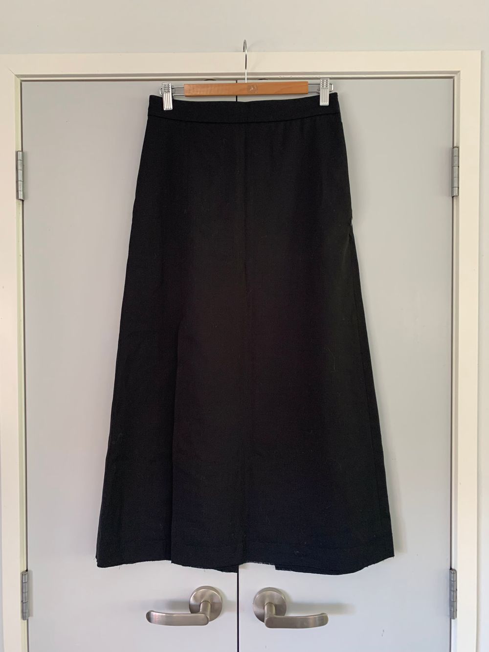 COS 100% wool midi skirt black side split classic timeless size 36- S - 8 image 7