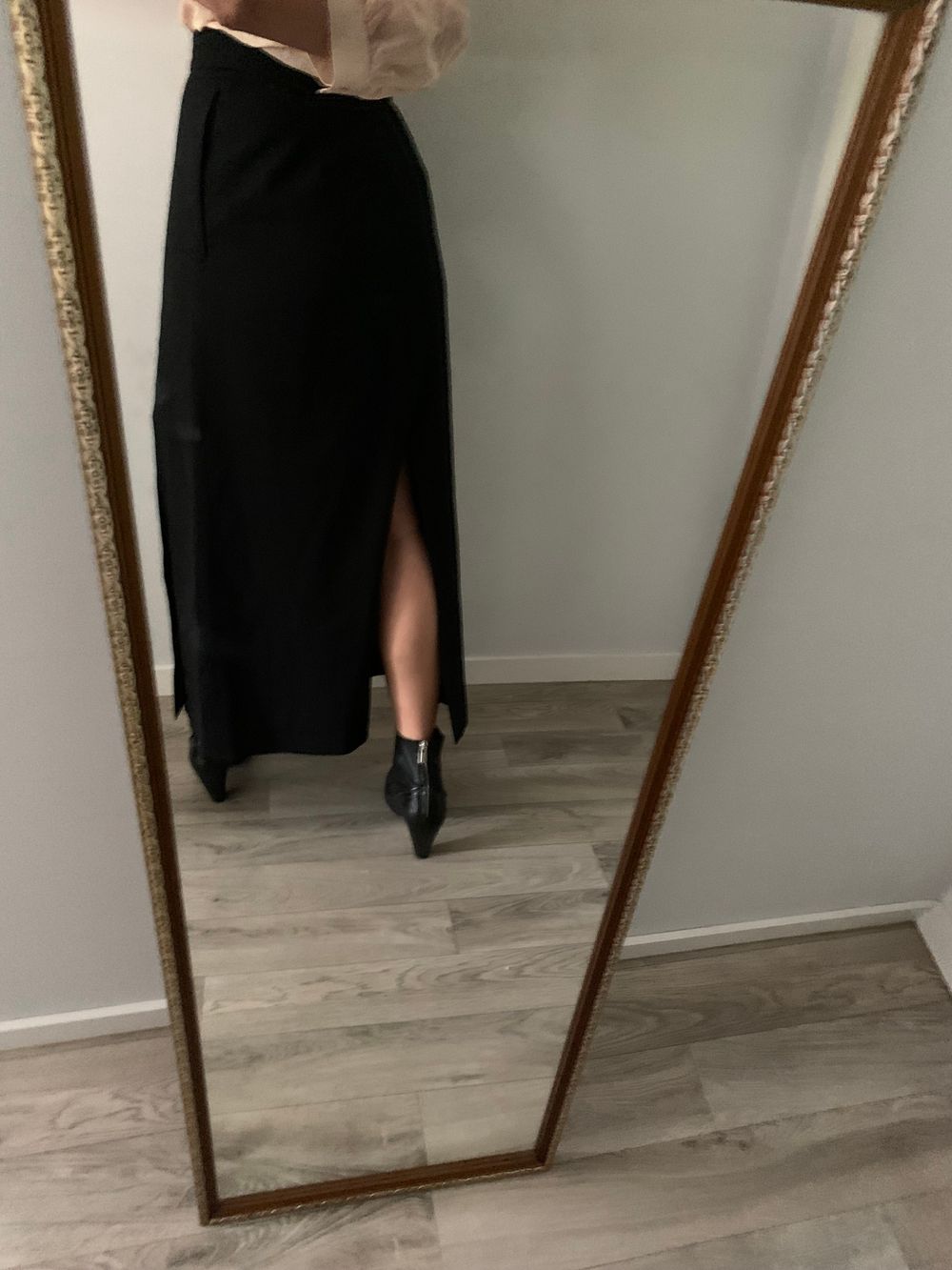 COS 100% wool midi skirt black side split classic timeless size 36- S - 8 image 10