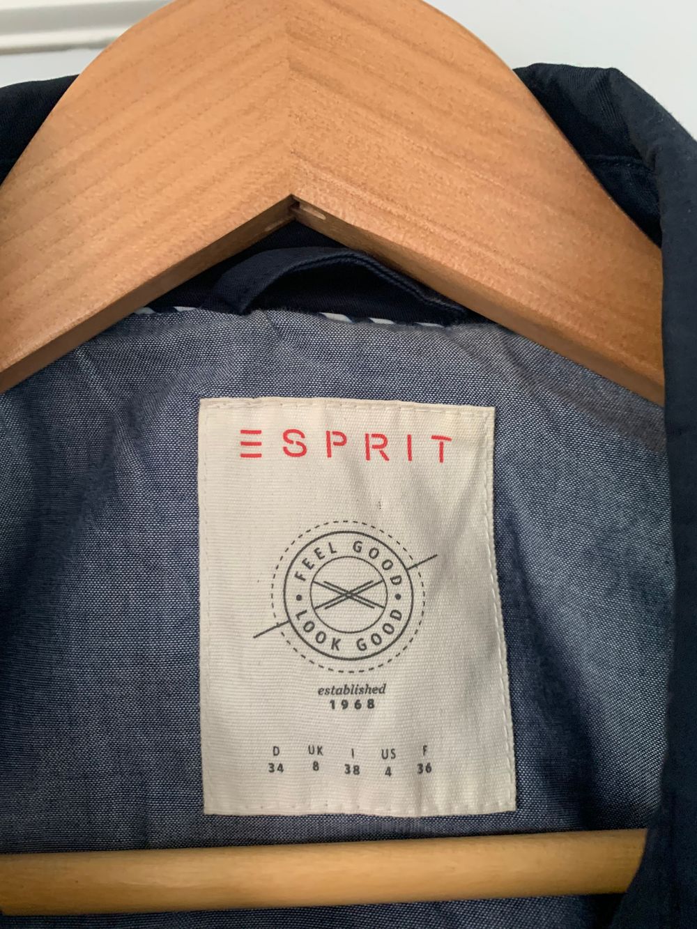 Esprit Trench Coat belted cotton navy blue classic fit S/8 elegant chic timeless image 3