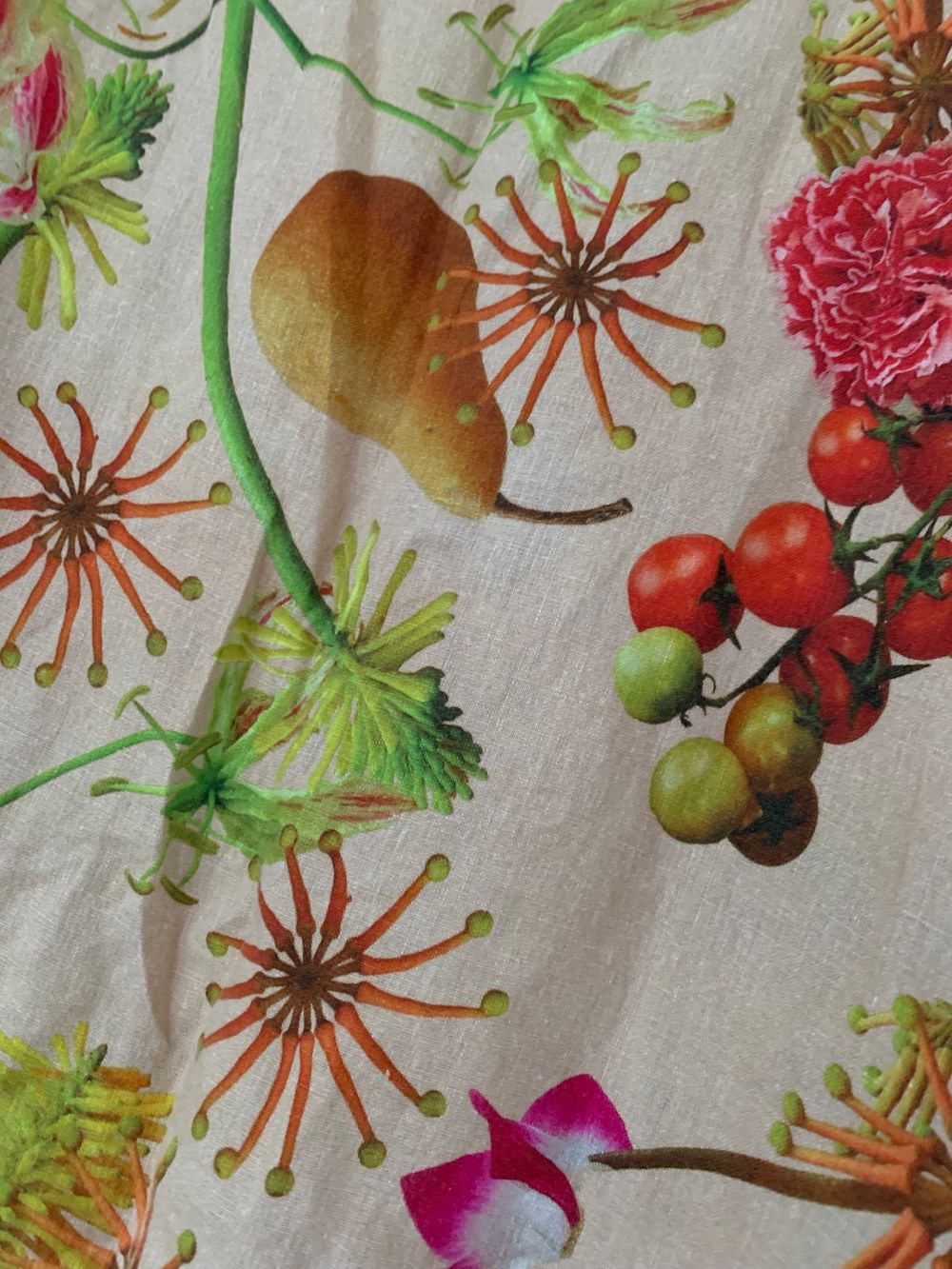 Gorman linen fruit  Floral print Sleeveless beige Top Size 16 pop funky image 8