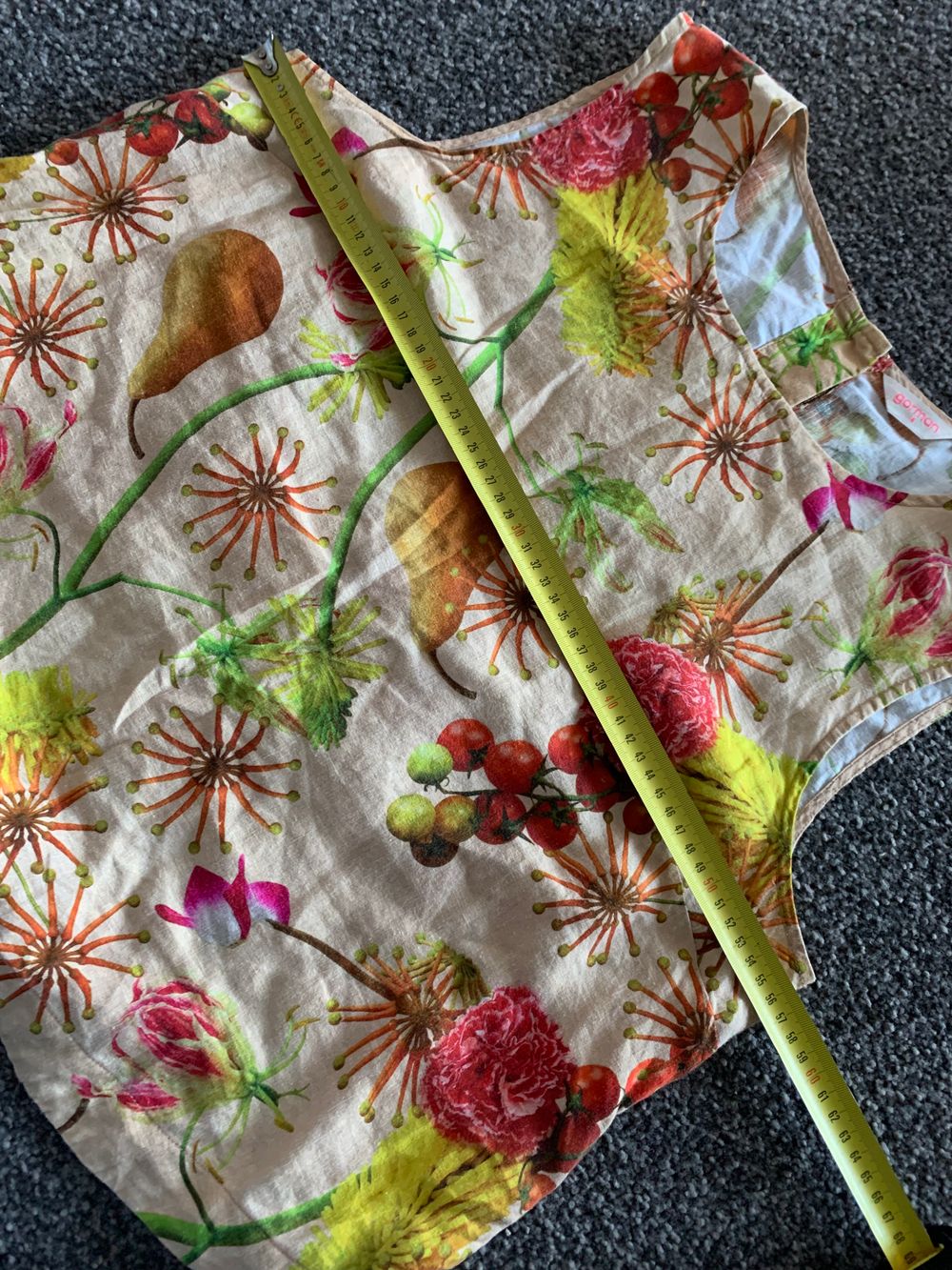 Gorman linen fruit  Floral print Sleeveless beige Top Size 16 pop funky image 10