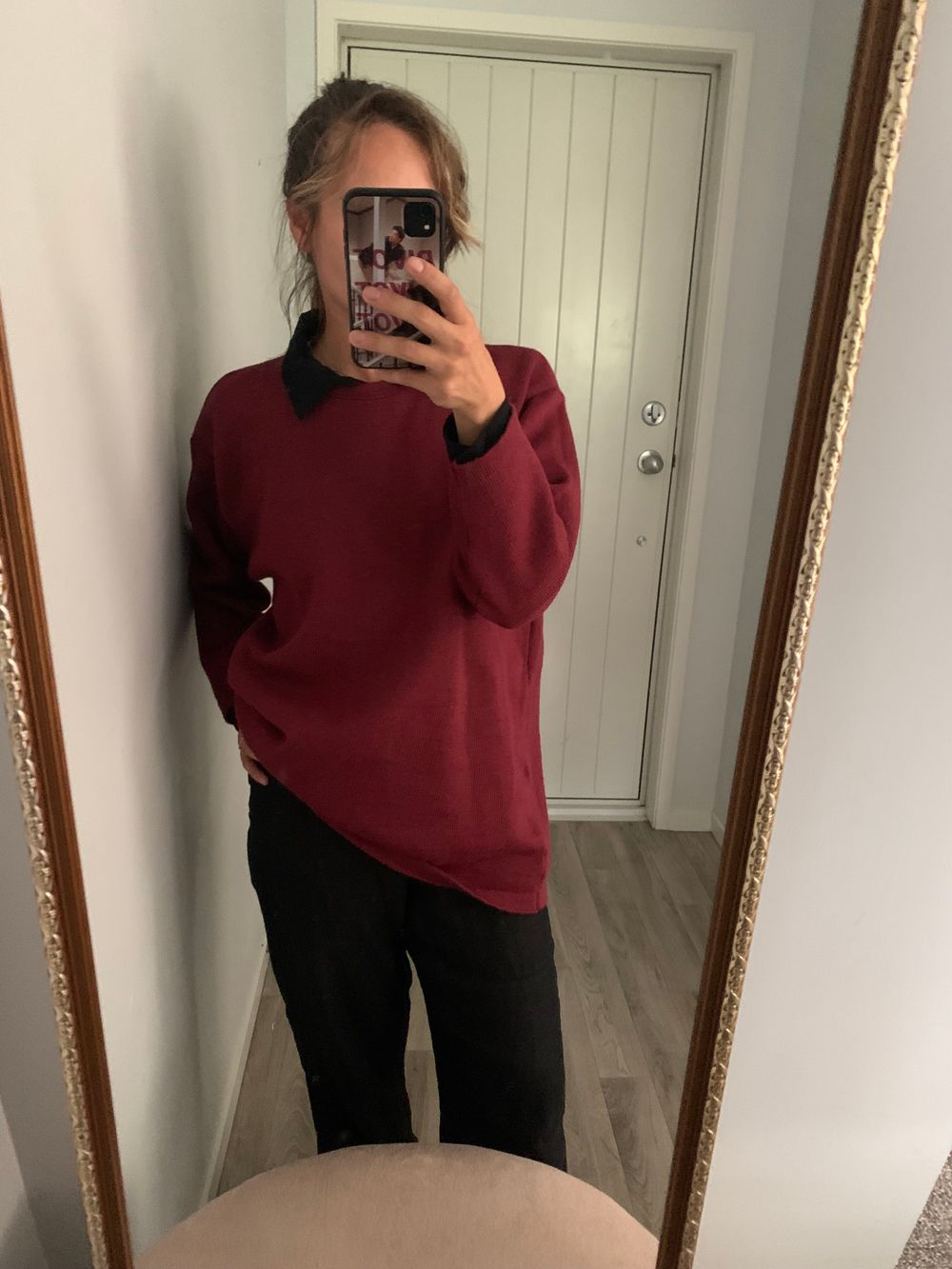Vintage wool jumper pink raspberry crew neck relaxed fit Nz made autumn winter image 8