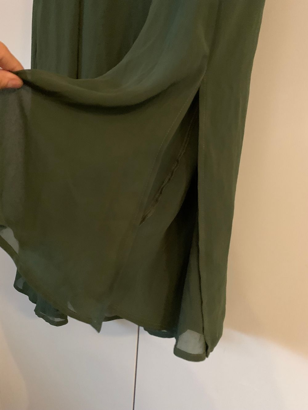 Moochi maxi dress dark green NWT 10/M chiffon classic casual chic relaxed side split sheer layer image 7