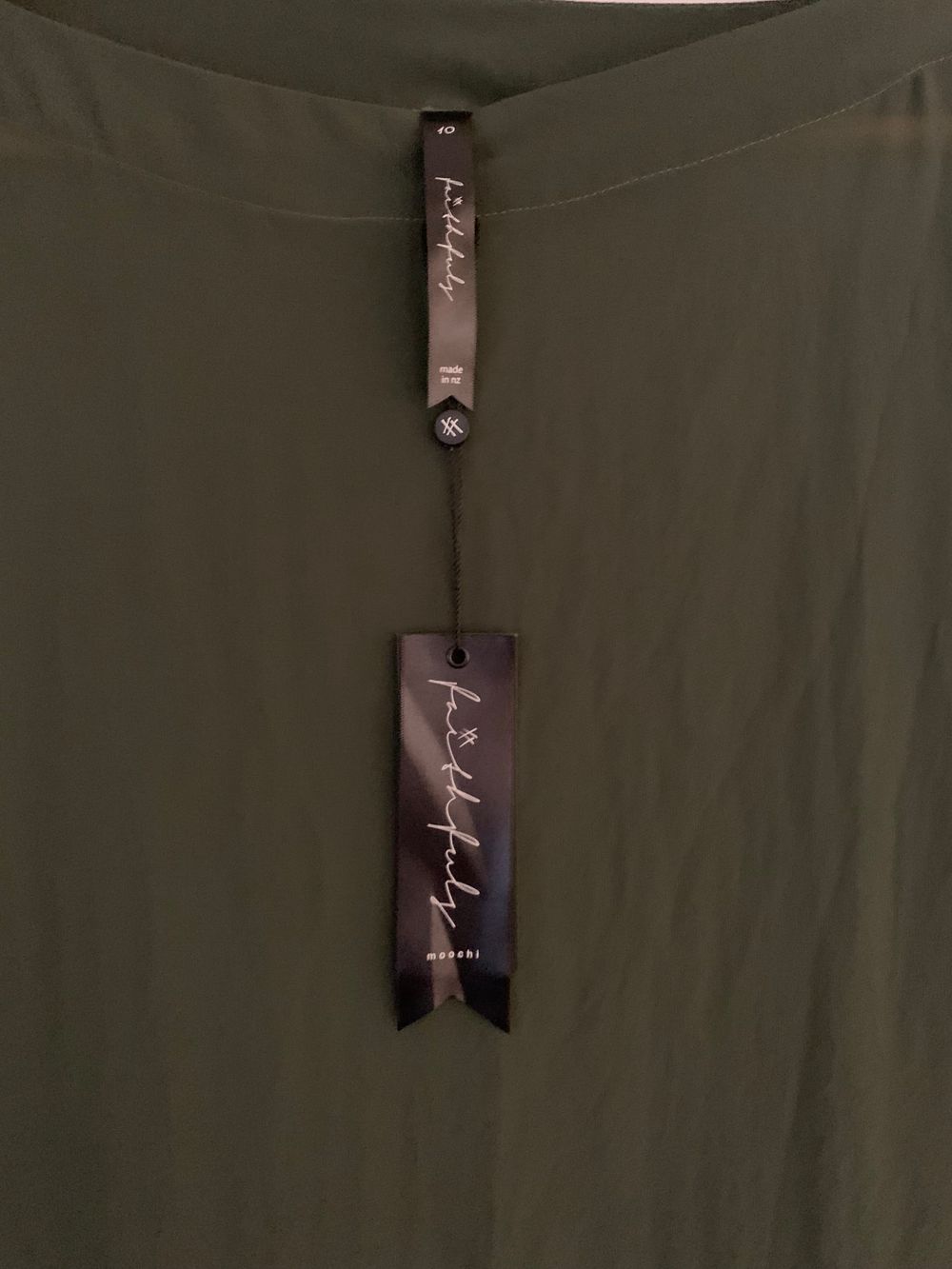 Moochi maxi dress dark green NWT 10/M chiffon classic casual chic relaxed side split sheer layer image 2