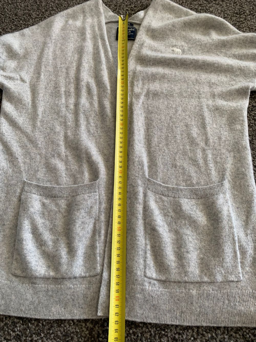 Abercrombie & Fitch cashmere light Grey Cardigan Size S open front pockets winter capsule timeless image 10
