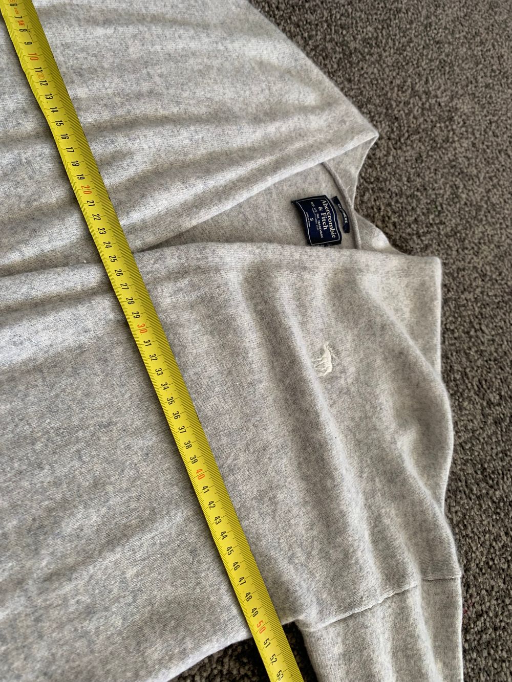 Abercrombie & Fitch cashmere light Grey Cardigan Size S open front pockets winter capsule timeless image 9