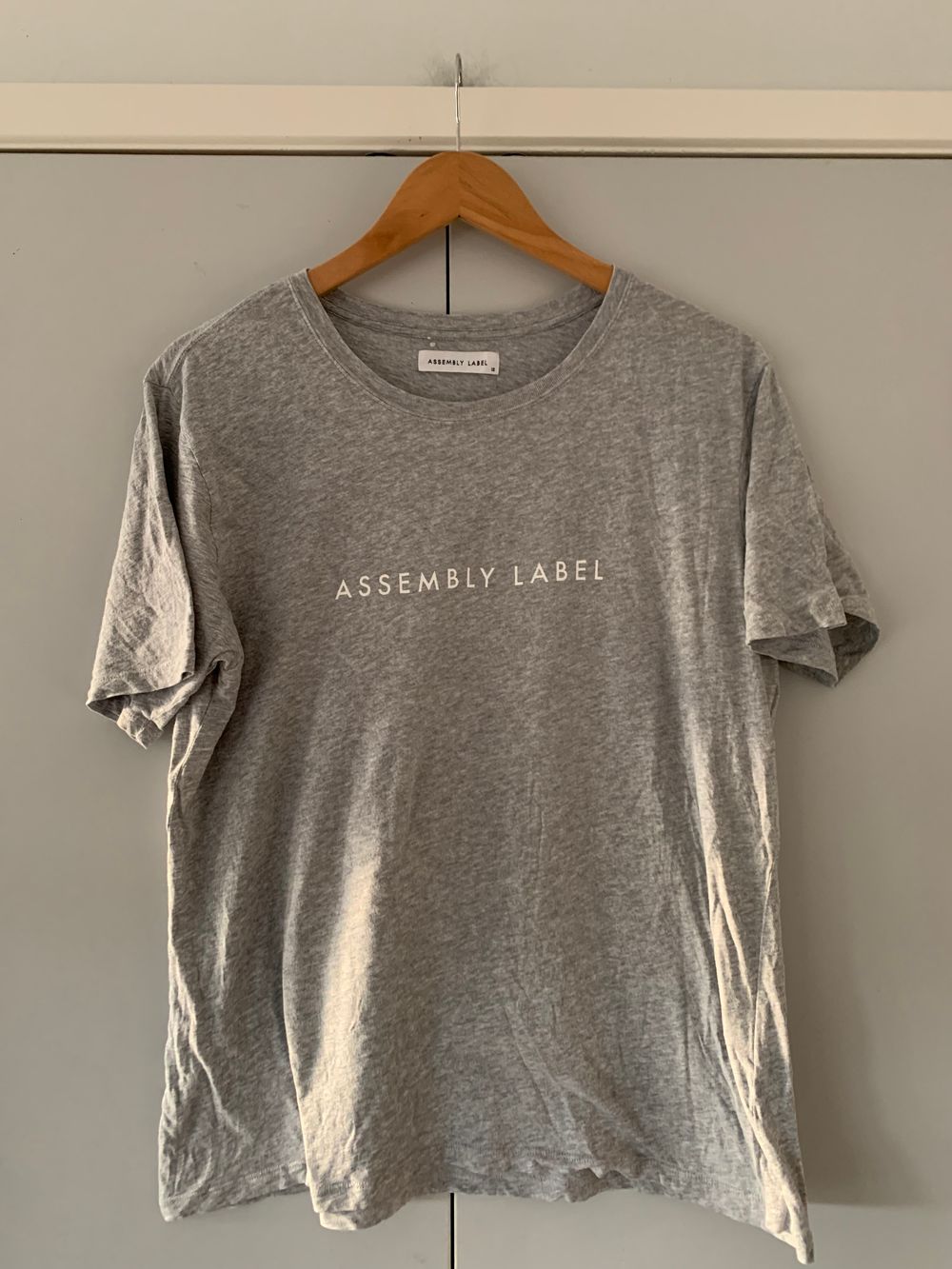 Assembly Label classic cotton basic Grey logo tshirt short sleeves tee S casual active layering