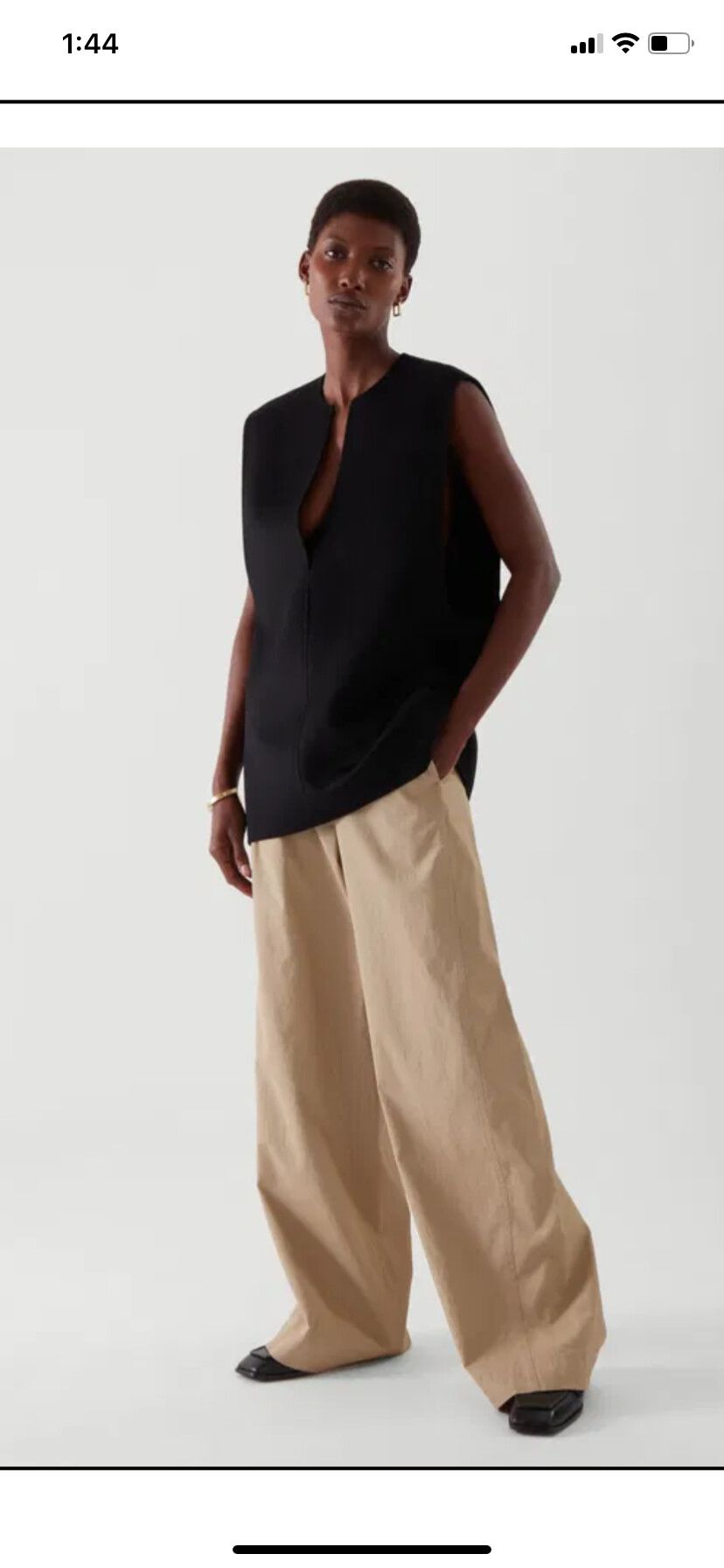 COS wool Vest top sleeveless oversized black classic capsule minimalist chic XL timeless winter layering v neck