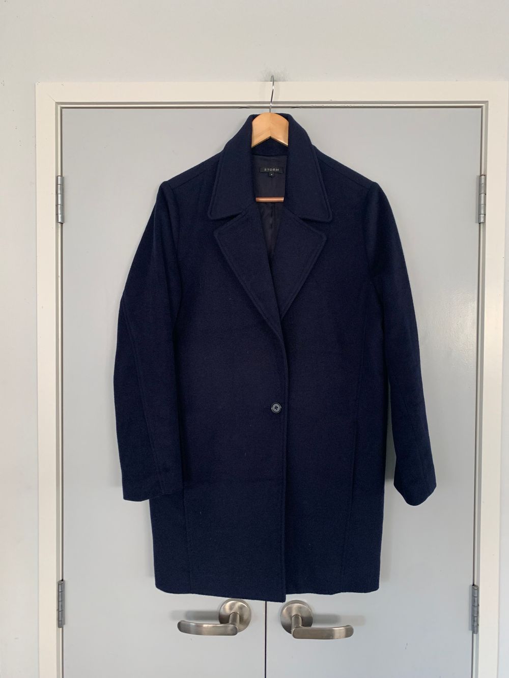 Storm Navy Wool coat classic luxe capsule jacket winter  timeless elegance relaxed tailored chic minimalist