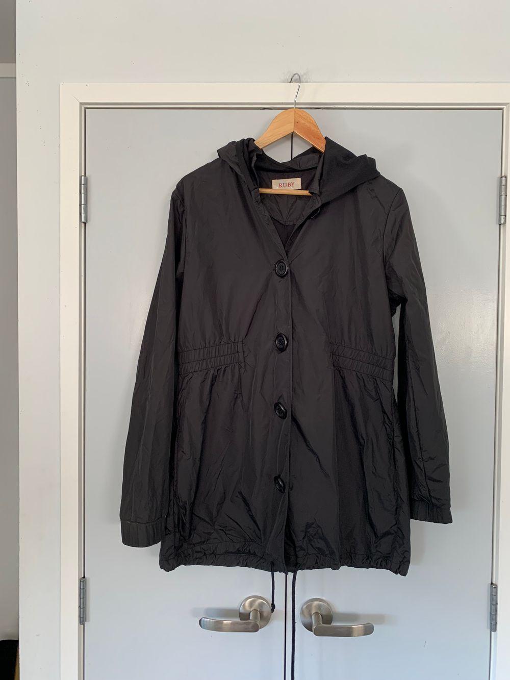 RUBY black rain jacket waterproof hooded vintage y2k classic outerwear