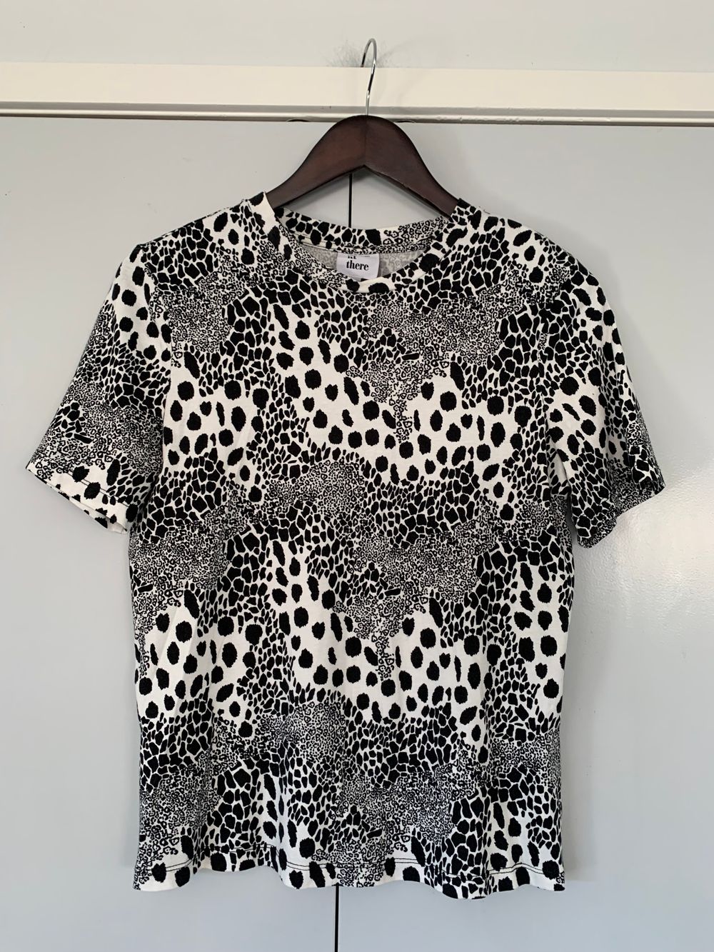 Karen Walker Cotton tee Classic crew neck stretchy  Black And White Printed Top