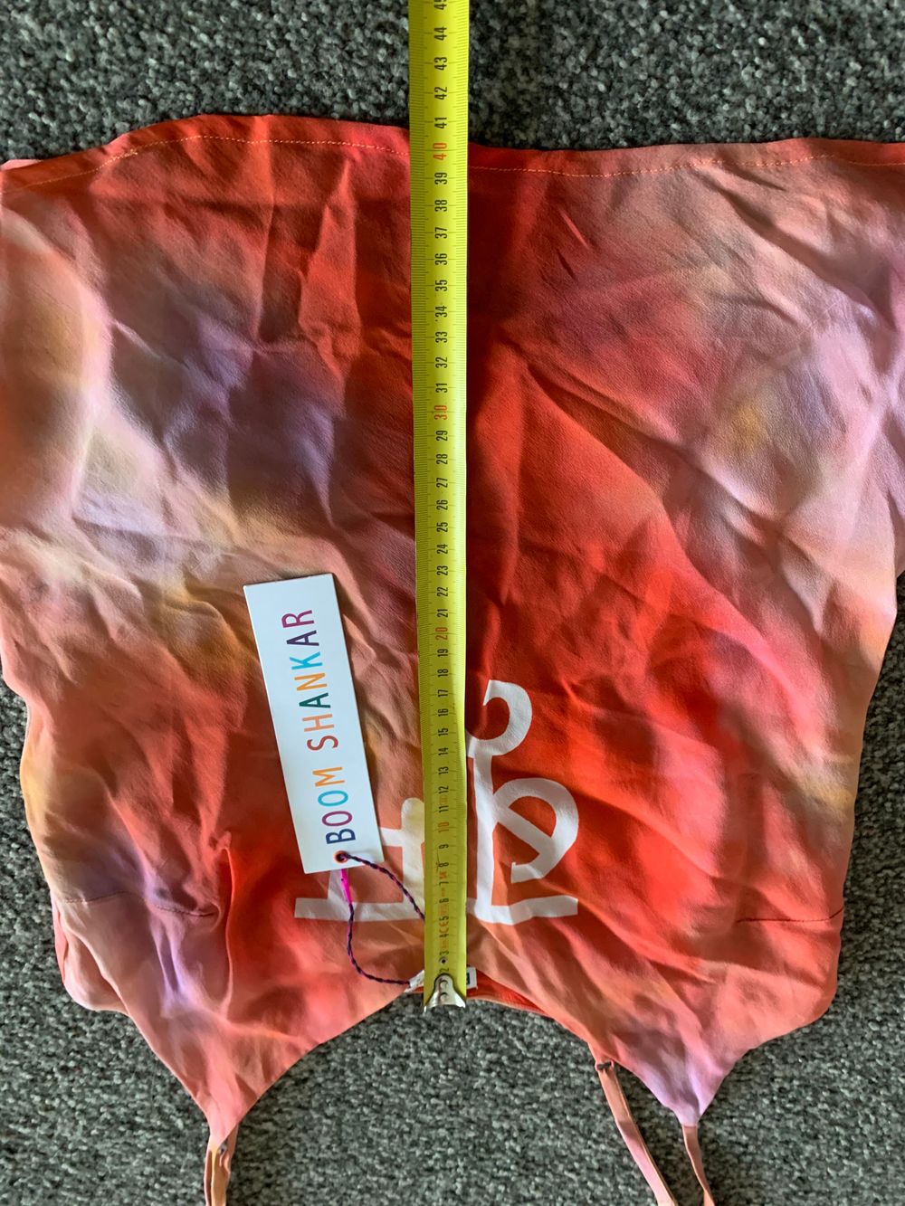 Boom Shankar NWT summer Red Watercolour cam top boho chic singlet matching pant set Hindi script tie image 7