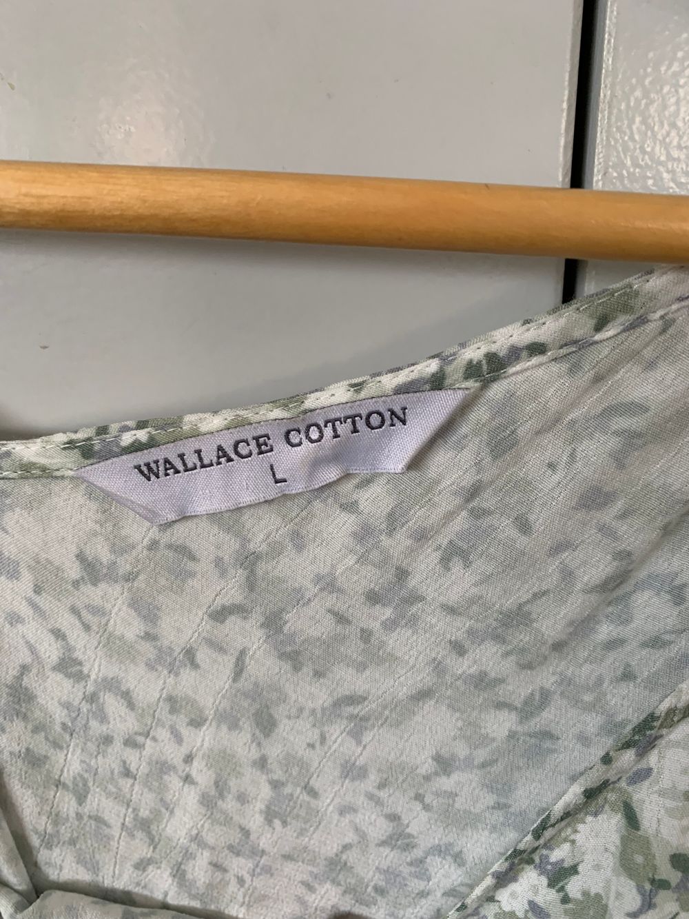 Wallace Cotton boho cottage floral maxi dress sage green white L image 5
