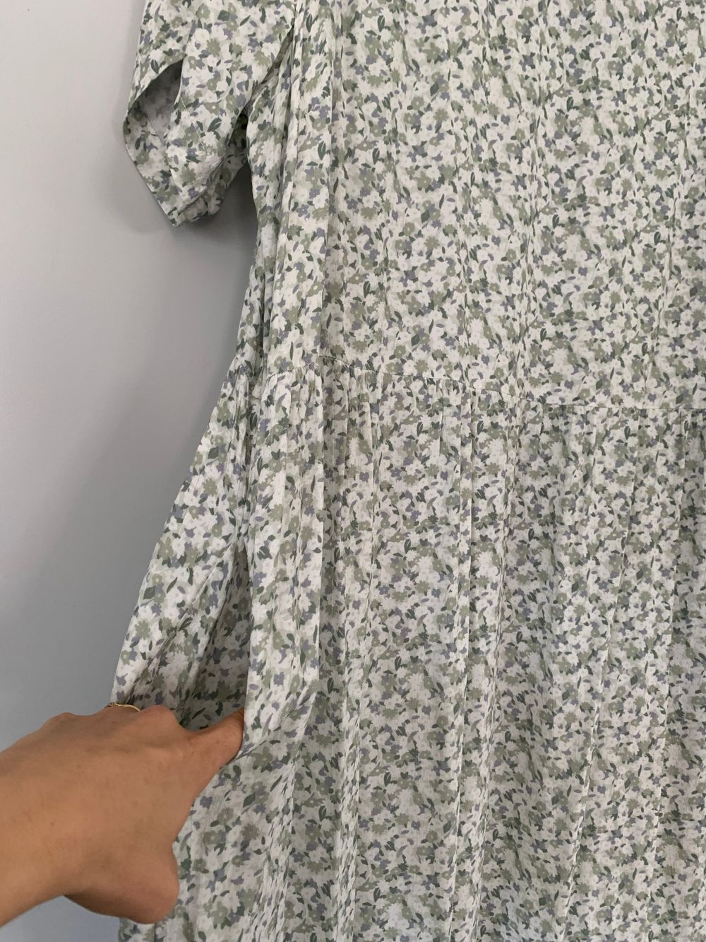 Wallace Cotton boho cottage floral maxi dress sage green white L image 8