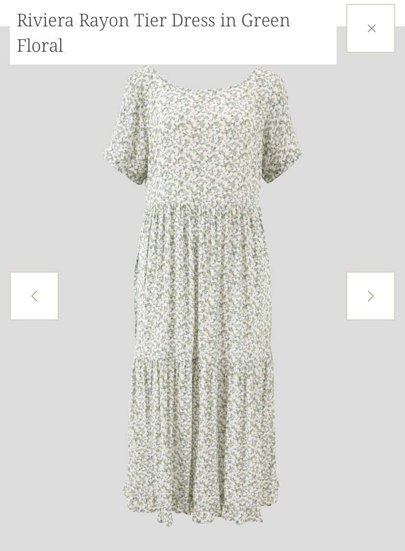 Wallace Cotton boho cottage floral maxi dress sage green white L image 2