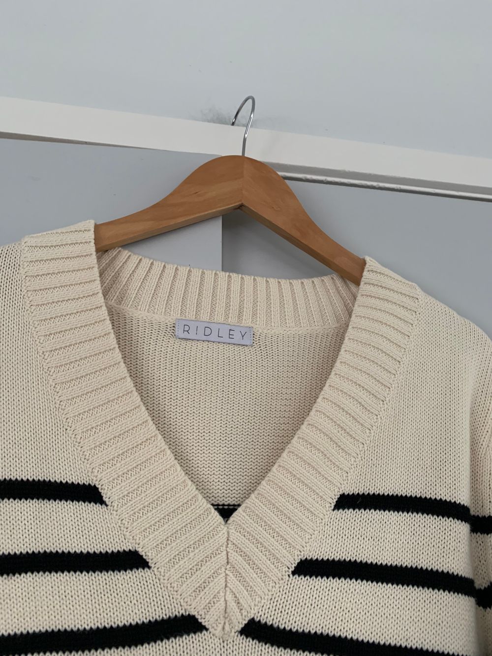Ridley breton Striped Jumper oversized S cotton beige black v neck image 7