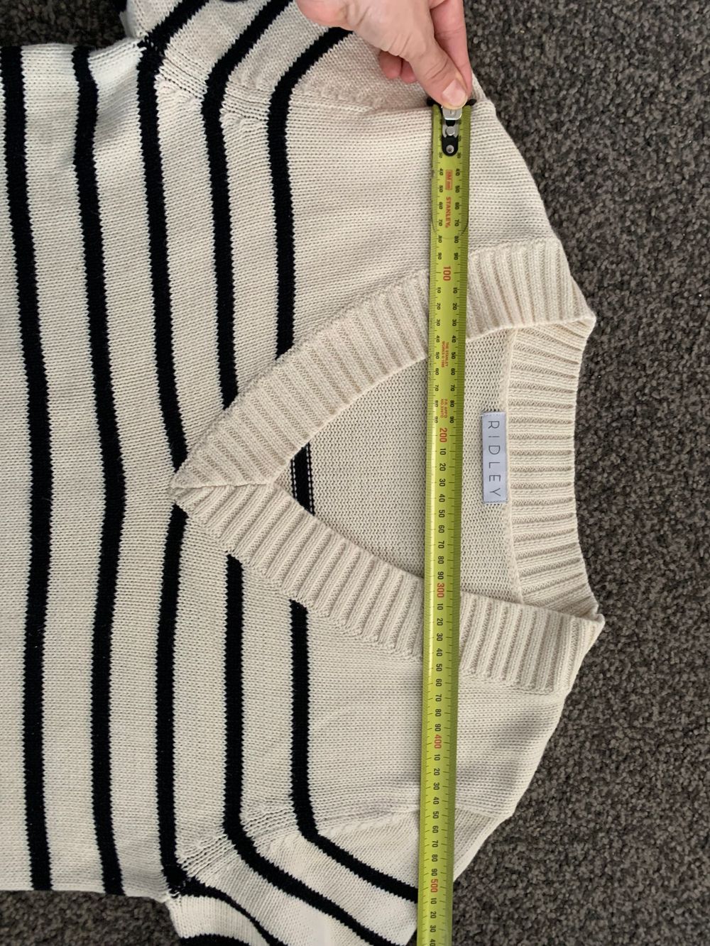 Ridley breton Striped Jumper oversized S cotton beige black v neck image 10