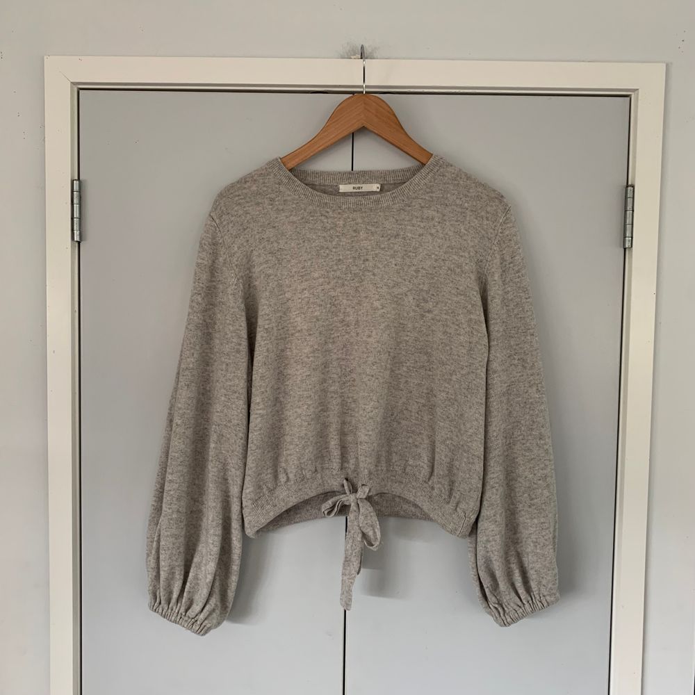 RUBY Wool Cashmere cropped Jumper balloon sleeves crew neck grey 12/L relaxed fit  capsule image 4