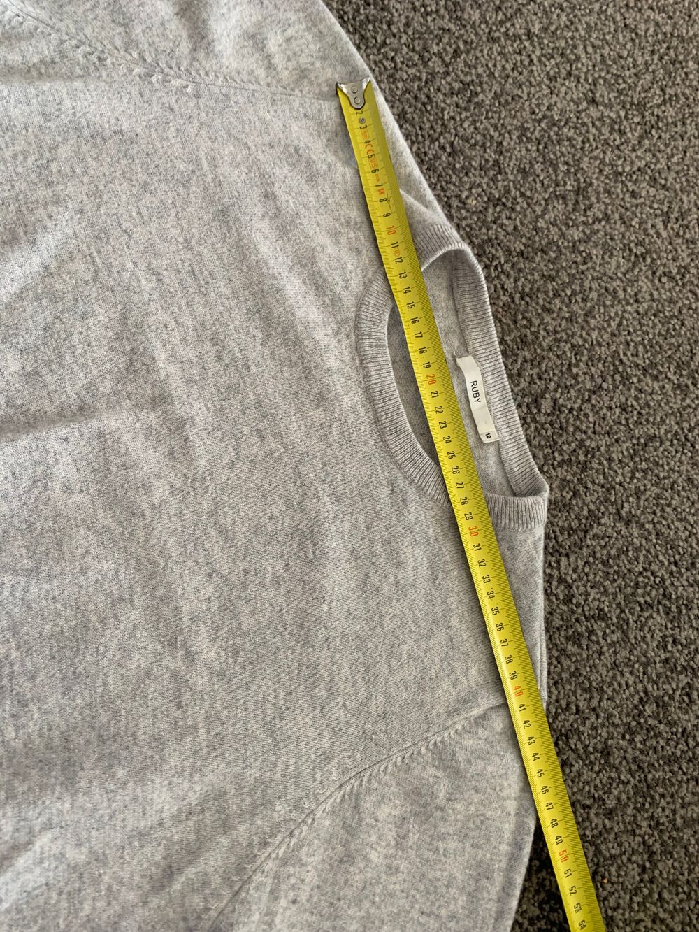 RUBY Wool Cashmere cropped Jumper balloon sleeves crew neck grey 12/L relaxed fit  capsule image 9