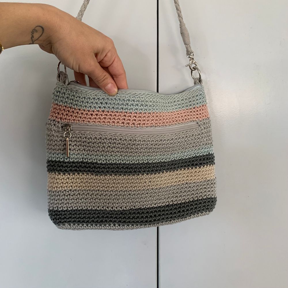 The Sak Crochet Crossbody Bag handmade grey pink image 3
