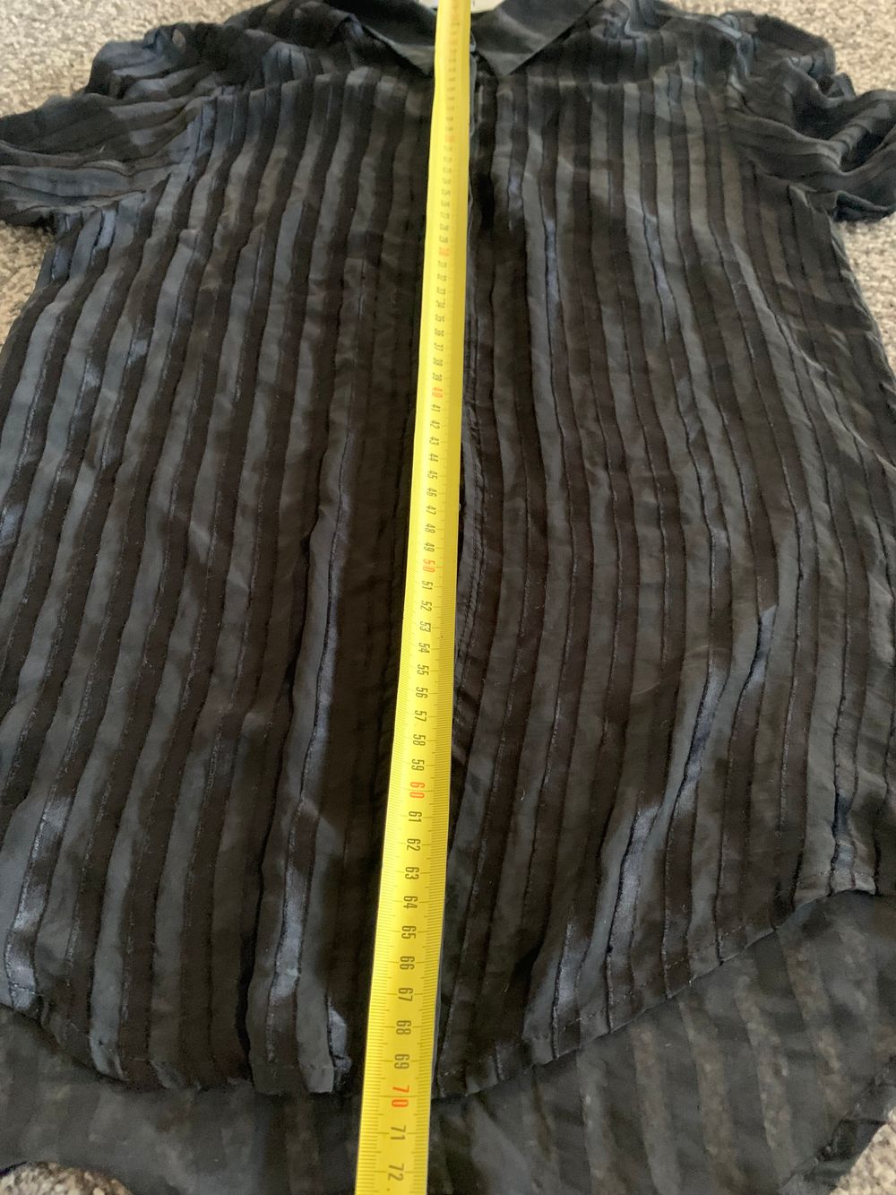 Ruby Silk sheer striped Shirt black satin key hole back S/8 image 9