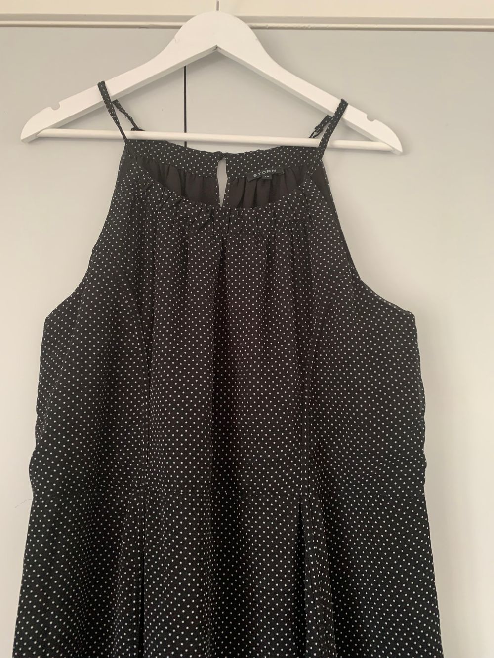 STORM Black Polka Dot Halter Dress 14 sleeveless mini image 3