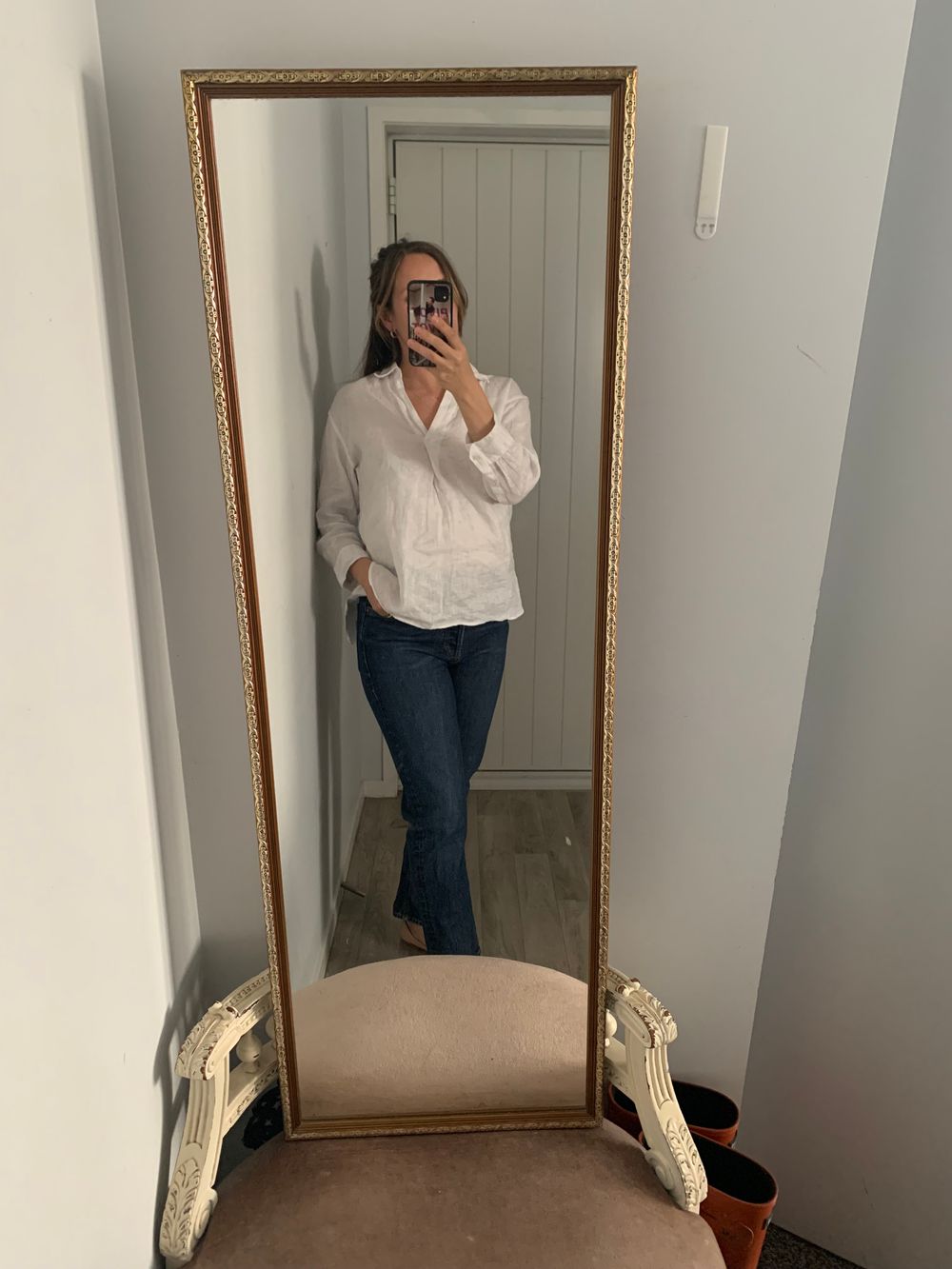 Uniqlo White Linen Shirt relaxed fit blouse S casual chic image 5