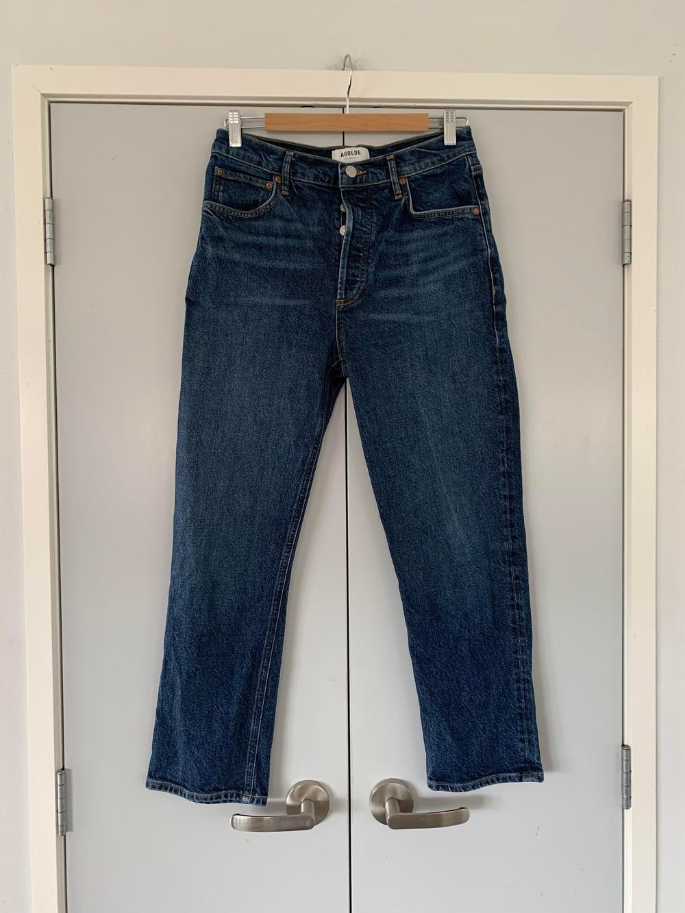 Agolde straight leg classic organic cotton dark blue denim wash minimalist capsule stretch 26/ S / 8
