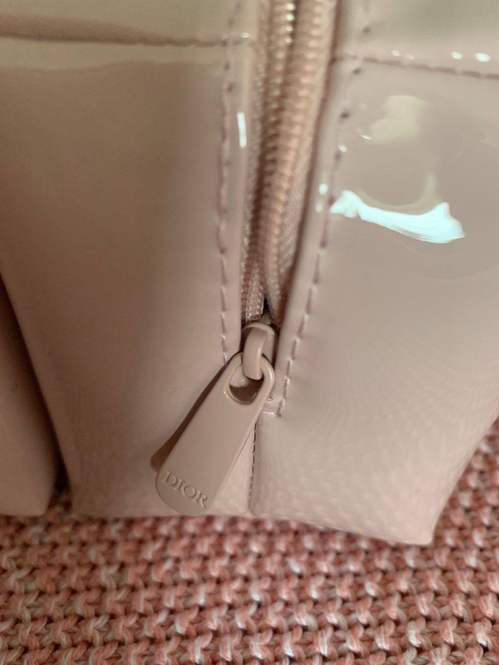 Dior NEW powder pink make up pouch Cosmetic Bag vinyl patent image 3