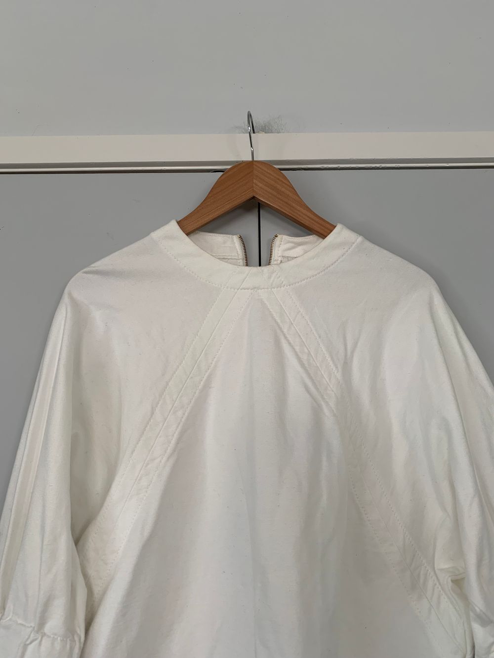Karen Walker oversized ruffle sleeves white cotton top sweater loose casual chic capsule statement S image 8