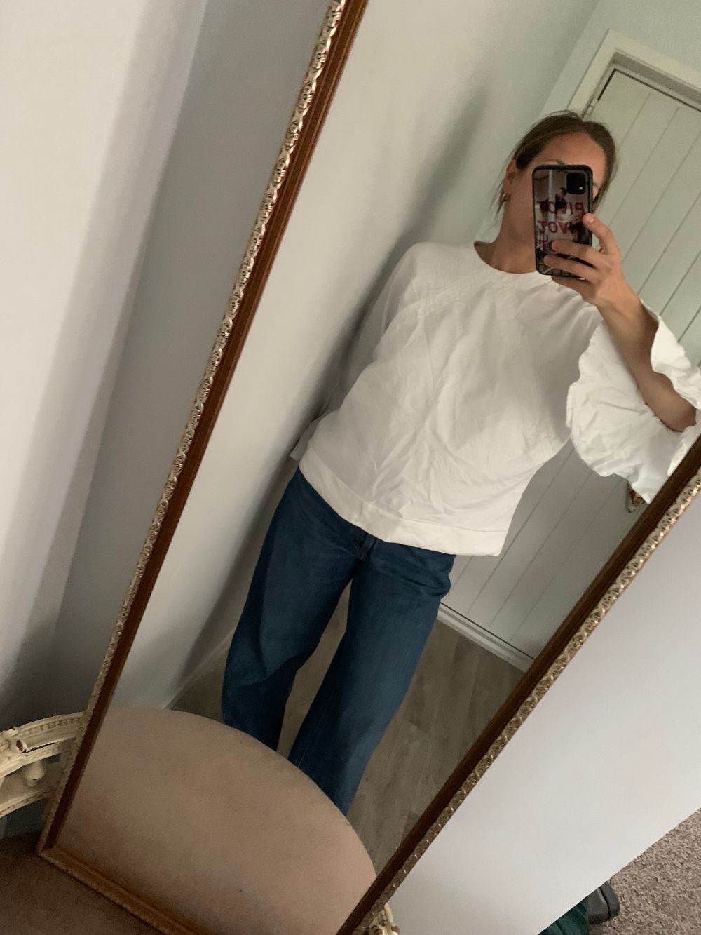 Karen Walker oversized ruffle sleeves white cotton top sweater loose casual chic capsule statement S image 7