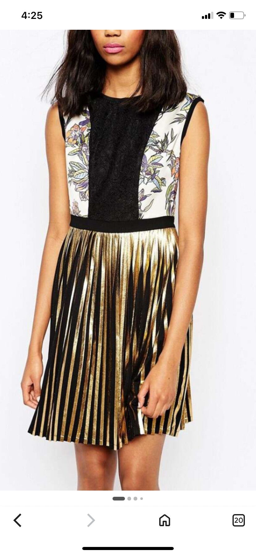 Max Mara NWT Sportmax Code pleated skater dress white black gold floral designer luxury statement