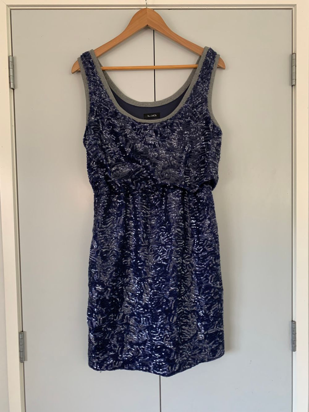 Max Mara Blue Sequin Dress mini designer 12 M/L statement