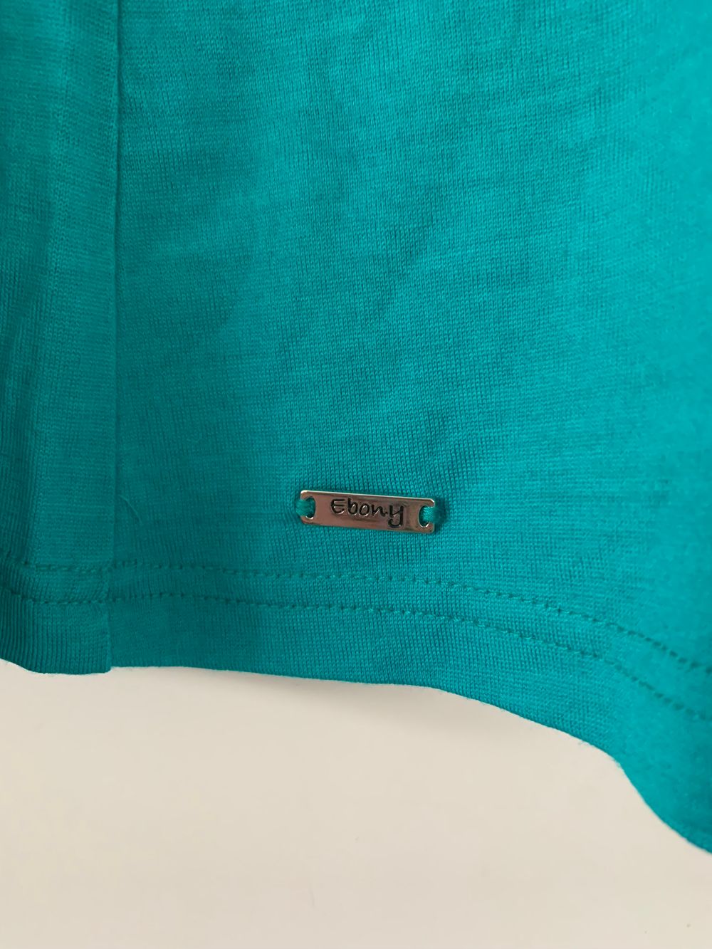 Ebony Teal Merino Wool Top crew neck base layer turquoise M/10 image 4