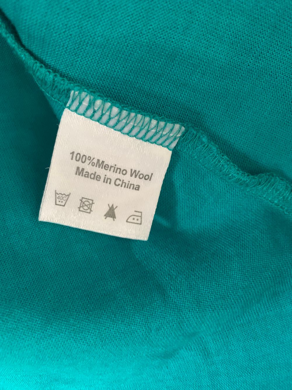 Ebony Teal Merino Wool Top crew neck base layer turquoise M/10 image 5