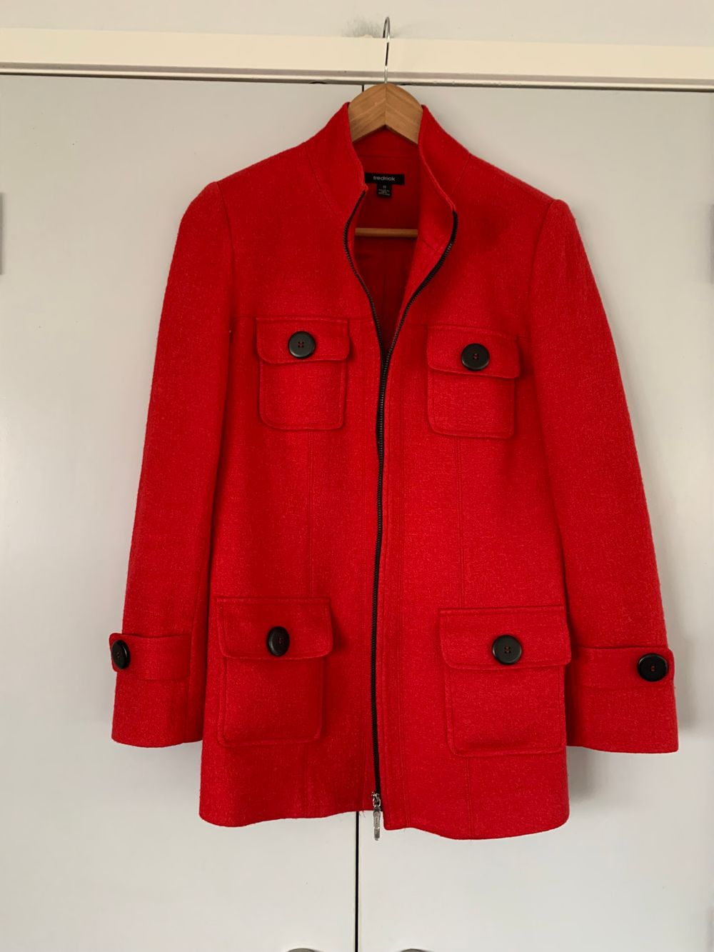 Fredrick Red Wool Jacket NZ made classic fit nautical chic timeless M/10