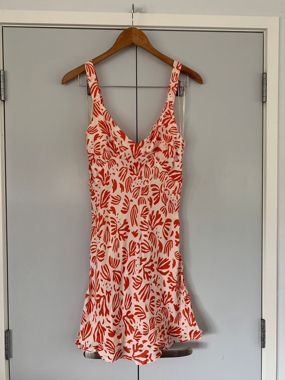 Nude Lucy cupro Enver Mini Dress silky White and Red Graphic summer S casual