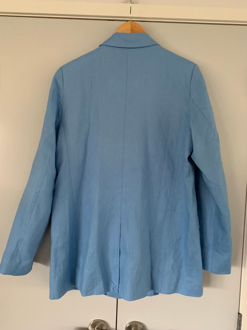 Ivy + Jack NWT linen French Blue Single Breasted Longline Blazer relaxed fit 12/L image 4