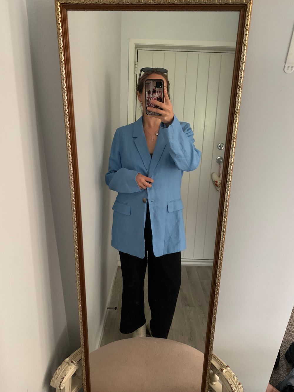 Ivy + Jack NWT linen French Blue Single Breasted Longline Blazer relaxed fit 12/L image 6
