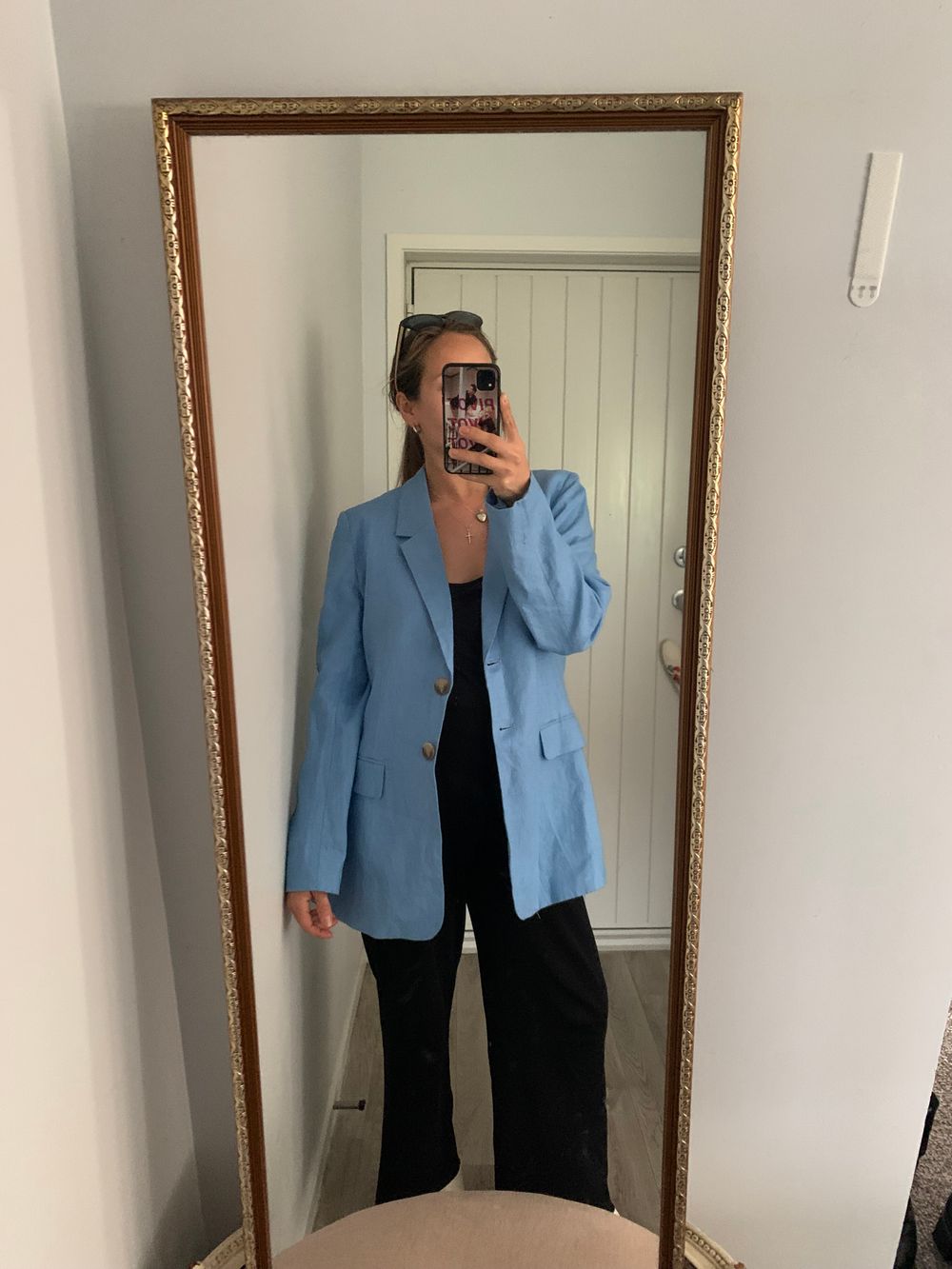 Ivy + Jack NWT linen French Blue Single Breasted Longline Blazer relaxed fit 12/L image 5
