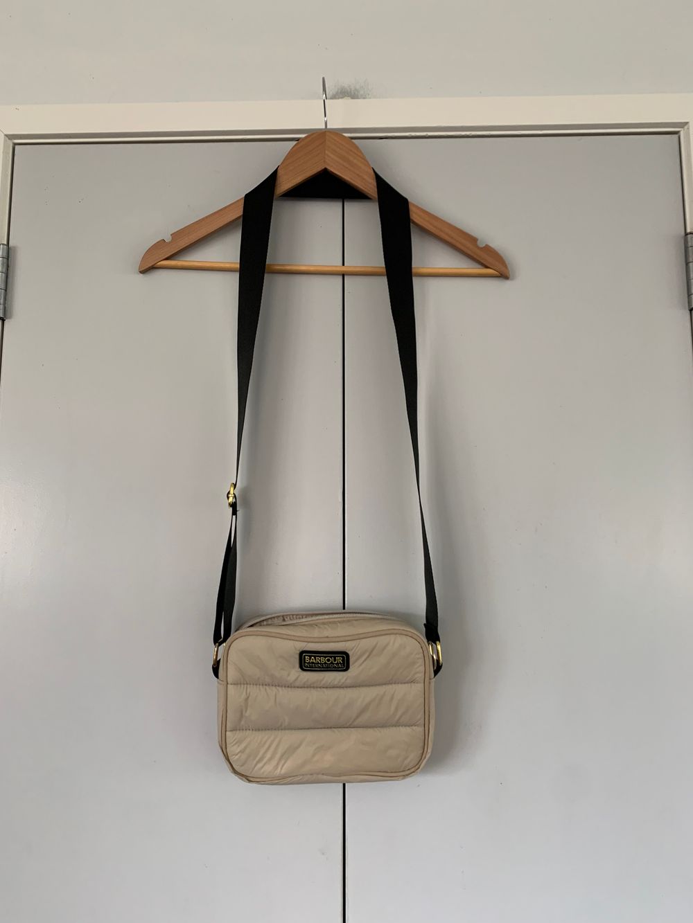 Barbour Beige Quilted Crossbody Bag nylon small