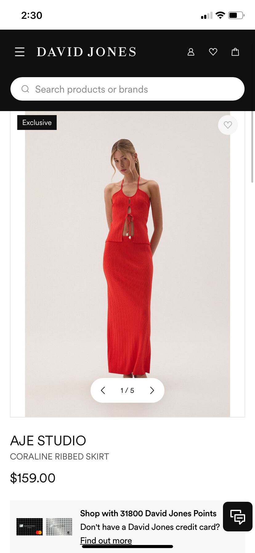 Aje Studio Coraline maxi ribbed Skirt coral red 6/XS